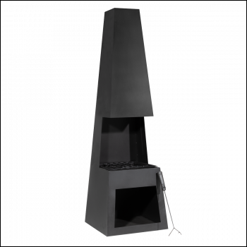 Sealey DG107 Dellonda Outdoor Chiminea Fireplace Fire Pit Heater Firewood Storage Black Steel