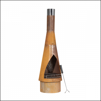 Sealey DG110 Dellonda Outdoor/Garden/Patio Conical Chiminea, Fireplace, Fire Pit, Heater, H127cm - Corten Steel