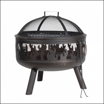 Sealey DG117 Dellonda Deluxe Fire Pit Fireplace Outdoor Patio Heater, Cooking Grill & Poker 61cm