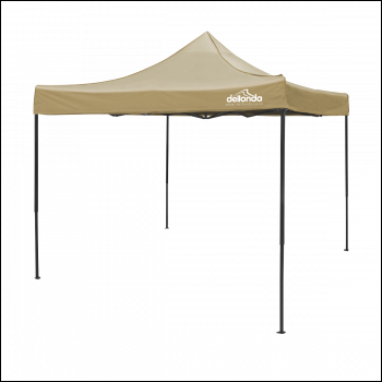 Sealey DG130 Dellonda Premium 3 x 3m Pop-Up Gazebo, PVC Coated, Water-Resistant Fabric, Supplied with Carry Bag, Rope, Stakes & Weight Bags - Beige Canopy