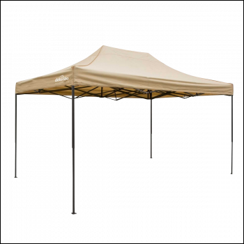 Sealey DG134 Dellonda Premium 3 x 4.5m Pop-Up Gazebo, Heavy Duty, PVC Coated, Water-Resistant Fabric, Supplied with Carry Bag, Rope, Stakes & Weight Bags - Beige Canopy