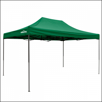 Sealey DG136 Dellonda Premium 3 x 4.5m Pop-Up Gazebo, Heavy Duty, PVC Coated, Water-Resistant Fabric, Supplied with Carry Bag, Rope, Stakes & Weight Bags - Dark Green Canopy