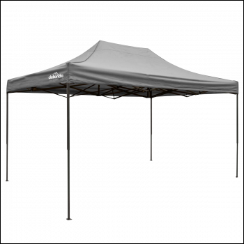 Sealey DG137 Dellonda Premium 3 x 4.5m Pop-Up Gazebo, Heavy Duty, PVC Coated, Water-Resistant Fabric, Supplied with Carry Bag, Rope, Stakes & Weight Bags - Grey Canopy