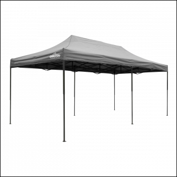 Sealey DG141 Dellonda Premium 3x6m Pop-Up Gazebo, Heavy Duty, PVC Coated, Water-Resistant Fabric, Supplied with Carry Bag, Rope, Stakes & Weight Bags - Grey Canopy