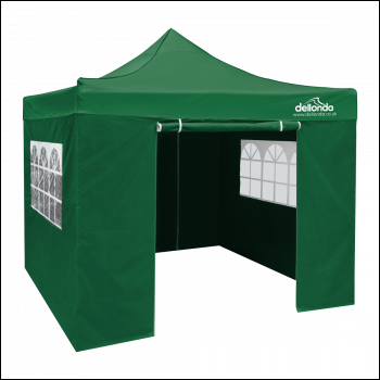 Sealey DG162 Dellonda Premium 2x2m Pop-Up Gazebo & Side Walls, PVC Coated, Water-Resistant Fabric with Carry Bag, Rope, Stakes & Weight Bags - Green