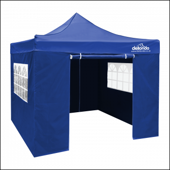 Sealey DG165 Dellonda Premium 3x3m Pop-Up Gazebo & Side Walls, PVC Coated, Water-Resistant Fabric with Carry Bag, Rope, Stakes & Weight Bags - Blue