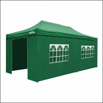 Sealey DG174 Dellonda Premium 3x6m Pop-Up Gazebo & Side Walls, PVC Coated, Water-Resistant Fabric with Carry Bag, Rope, Stakes & Weight Bags - Green