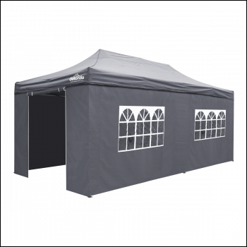 Sealey DG175 Dellonda Premium 3x6m Pop-Up Gazebo & Side Walls, PVC Coated, Water-Resistant Fabric with Carry Bag, Rope, Stakes & Weight Bags - Grey