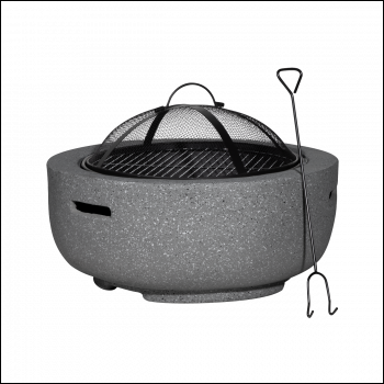 Sealey DG189 Dellonda Round MgO Fire Pit with BBQ Grill, Ø60cm, Safety Mesh Screen - Dark Grey