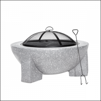Sealey DG190 Dellonda Round MgO Fire Pit with BBQ Grill, Ø75cm, Safety Mesh Screen - Light Grey