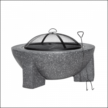 Sealey DG191 Dellonda Round MgO Fire Pit with BBQ Grill, Ø75cm, Safety Mesh Screen - Dark Grey
