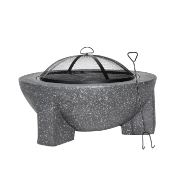 Sealey DG191 Dellonda Round MgO Fire Pit with BBQ Grill, Ø75cm, Safety Mesh Screen - Dark Grey