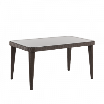 Sealey DG206 Dellonda Weather-Resistant Polypropylene/Fibreglass Dining Table with Tempered Glass Top - Dark Brown