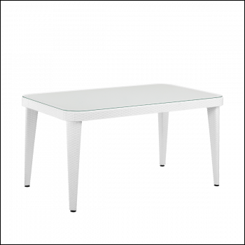 Sealey DG210 Dellonda Weather-Resistant Polypropylene/Fibreglass Dining Table with Tempered Glass Top - Ivory White