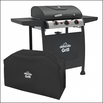 Sealey DG228 Dellonda 3 Burner Gas BBQ Grill with Piezo Ignition, Thermometer & Cover