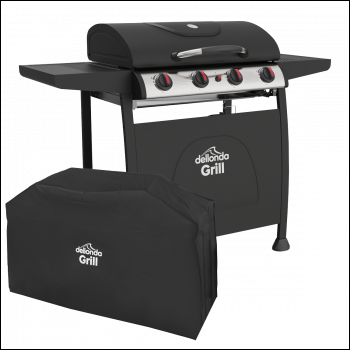 Sealey DG229 Dellonda 4 Burner Gas BBQ Grill with Piezo Ignition, Thermometer & Cover