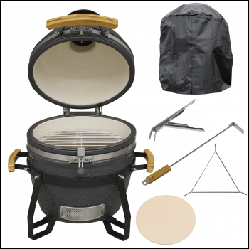 Sealey DG235 Dellonda Deluxe 16 inch (40cm) Ceramic Kamado Style BBQ, Cover, Grid Gripper, Heat Deflector & Heat Deflector Support