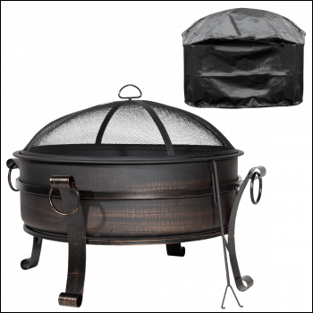 Sealey DG237 Dellonda Deluxe 2-in-1 Outdoor Fire Pit/Coffee Table with Drawstring Cover 93cm Antique Bronze Effect