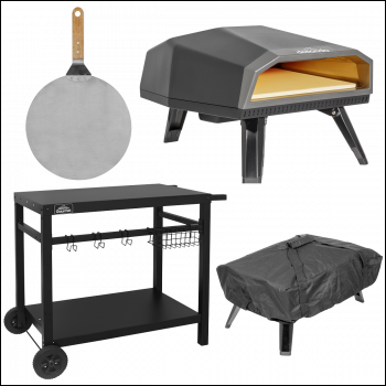 Sealey DG262 Dellonda Gas Pizza Oven with Water-Resistant Cover/Carry Bag, 12 inch  Pizza Peel & Plancha Trolley