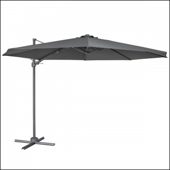 Sealey DG267 Dellonda Cantilever Parasol with 360° Rotation, Tilt & Cover 3m - Grey