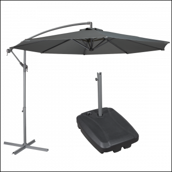 Sealey DG270 Dellonda Banana Parasol with Cover & Base 3m - Grey