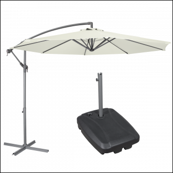 Sealey DG271 Dellonda Banana Parasol with Cover & Base 3m - Cream
