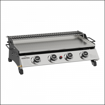 Sealey DG277 Dellonda 4 Burner Stainless Steel Portable Gas Plancha with Warming Rack 10kW
