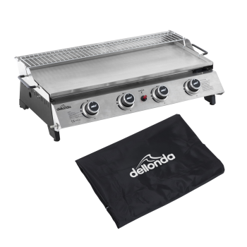 Sealey DG311 Dellonda 4 Burner Portable Gas Plancha with Warming Rack 10kW & Heavy Duty Cover