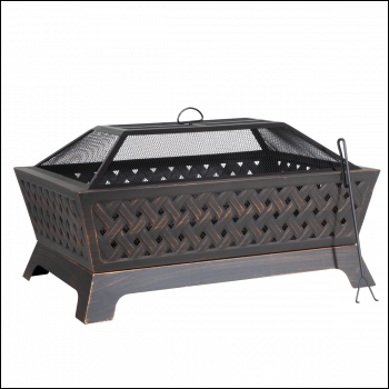 Sealey DG44 Dellonda 89cm Rectangular Outdoor Fire Pit, Antique Bronze Effect