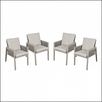 Sealey DG50 Dellonda Fusion Garden/Patio Dining Chairs with Armrests 4pc - Light Grey