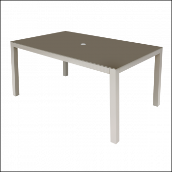 Sealey DG51 Dellonda Fusion Aluminium Garden Dining Table with Tempered Glass & Parasol Hole - Light Grey