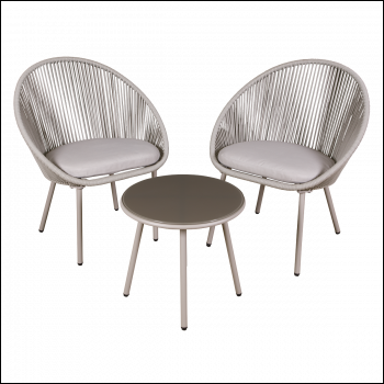 Sealey DG55 Dellonda Como Steel Bistro Set with Tempered Glass Tabletop 3pc
