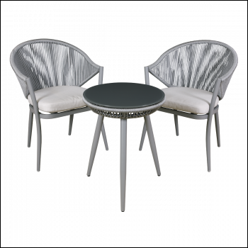 Sealey DG58 Dellonda Echo Aluminium Balcony Set with Tempered Glass Tabletop 3pc