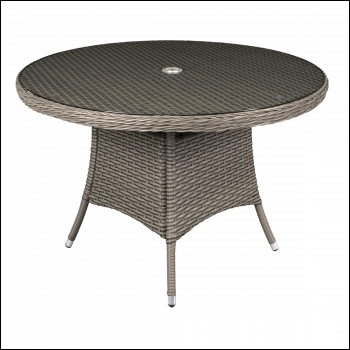 Sealey DG66 Dellonda Chester Rattan Wicker Round Outdoor Dining Table with Tempered Glass Top