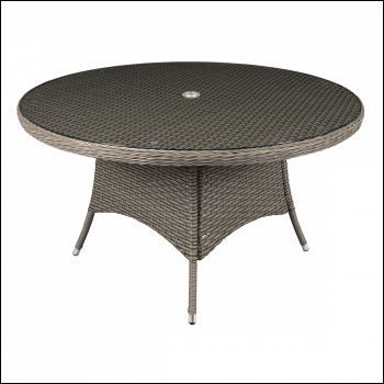 Sealey DG67 Dellonda Chester Rattan Wicker Round Outdoor Dining Table with Tempered Glass Top