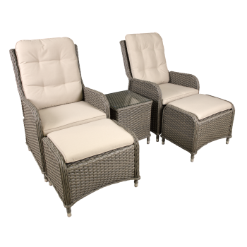 Sealey DG68 Dellonda Chester Rattan Wicker Outdoor Recliner Loungers & Table Set 5pc