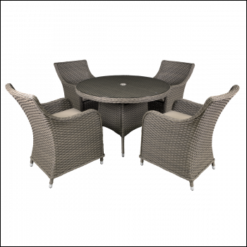 Sealey DG84 Dellonda Chester Rattan Wicker Outdoor Dining Set with Tempered Glass Tabletop 5pc