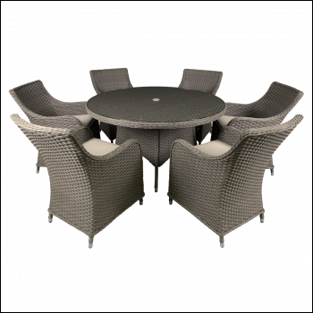 Sealey DG85 Dellonda Chester Rattan Wicker Outdoor Dining Set with Tempered Glass Tabletop 7pc