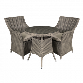 Sealey DG86 Dellonda Chester Rattan Wicker Outdoor Dining Set with Tempered Glass Tabletop 3pc