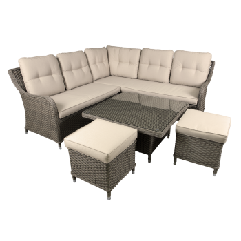 Sealey DG89 Dellonda Chester Rattan Wicker Outdoor 5-Seater Corner Sofa, Adjustable Table & Footstools Set 5pc