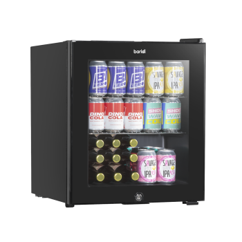 Sealey DH12 Baridi Mini Tabletop Beer & Drinks Fridge with Metal Shelves, LED Light & Security Lock 50L - Black