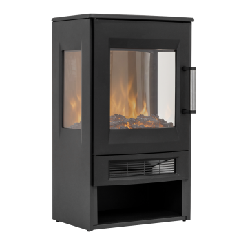 Sealey DH123 Baridi Panoramic Electric Stove Heater with LED Flame Effect & Log Storage 1800W - Black