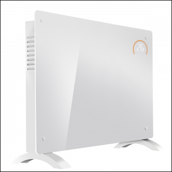 Sealey DH140 Baridi Electric Glass Panel Heater, 2000W, Thermostat Controlled 24Hr 7 Day Timer, Wi-Fi Enabled, Remote Control, White