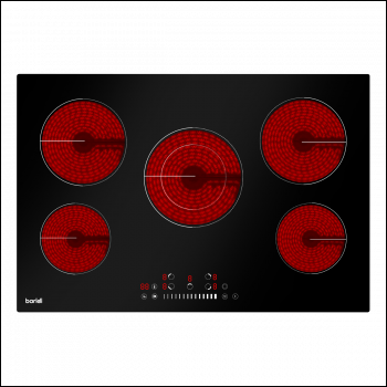 Sealey DH175 Baridi Integrated Ceramic Hob with 5 Cooking Zones 77cm - Black Glass