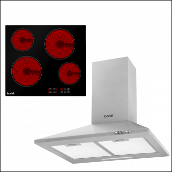 Sealey DH181 Baridi Integrated Ceramic Hob with 4 Cooking Zones 60cm & Cooker Hood with Carbon Filters 60cm