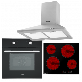 Sealey DH185 Baridi Integrated Ceramic Hob with 4 Cooking Zones, Integrated Fan-Assisted Electric Oven & Cooker Hood with Carbon Filters