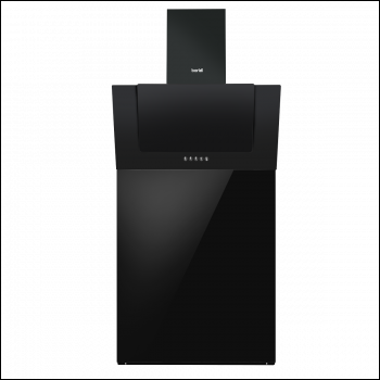Sealey DH210 Baridi Angled Chimney Cooker Hood with Carbon Filters, LED Lamp & Splashback - Black Glass