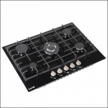 Sealey DH228 Baridi Gas Hob with 5 Cooking Zones 70cm - Black