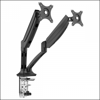 Sealey DH25 Dellonda Adjustable Double Monitor Arm with 360° Rotation - Black