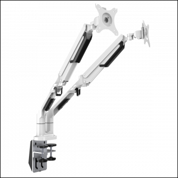 Sealey DH27 Dellonda Adjustable Double Monitor Arm with 360° Rotation - White